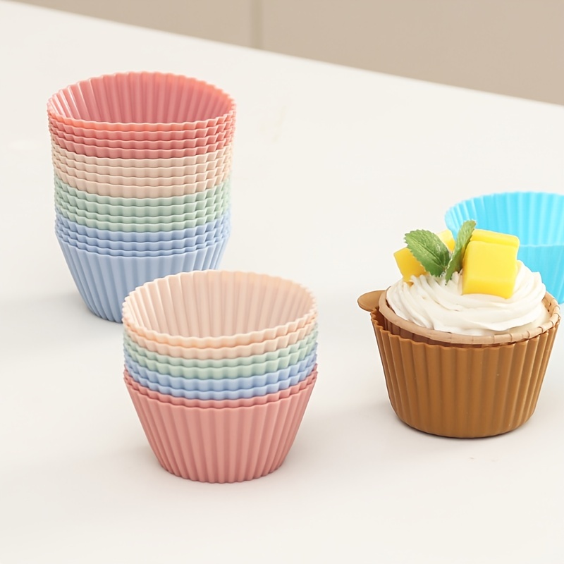 Colorful Silicone Muffin Cups Non stick Reusable Cupcake - Temu