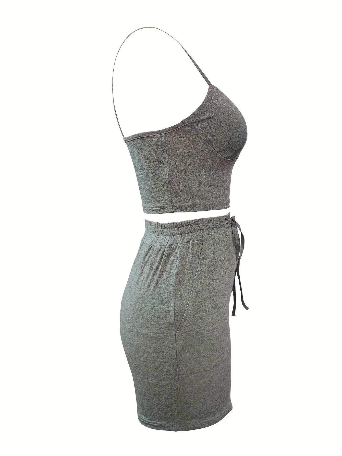 Summer Backless Crop Top & High Waist Drawstring Shorts Set