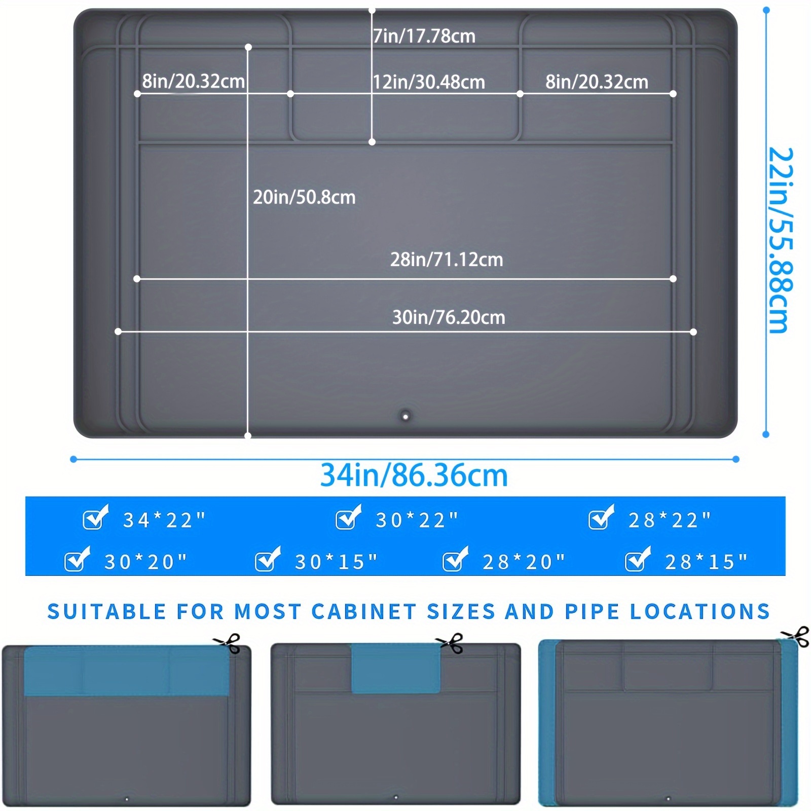 Under Sink Mat For Bathroom Waterproof Silicone Under Sink - Temu