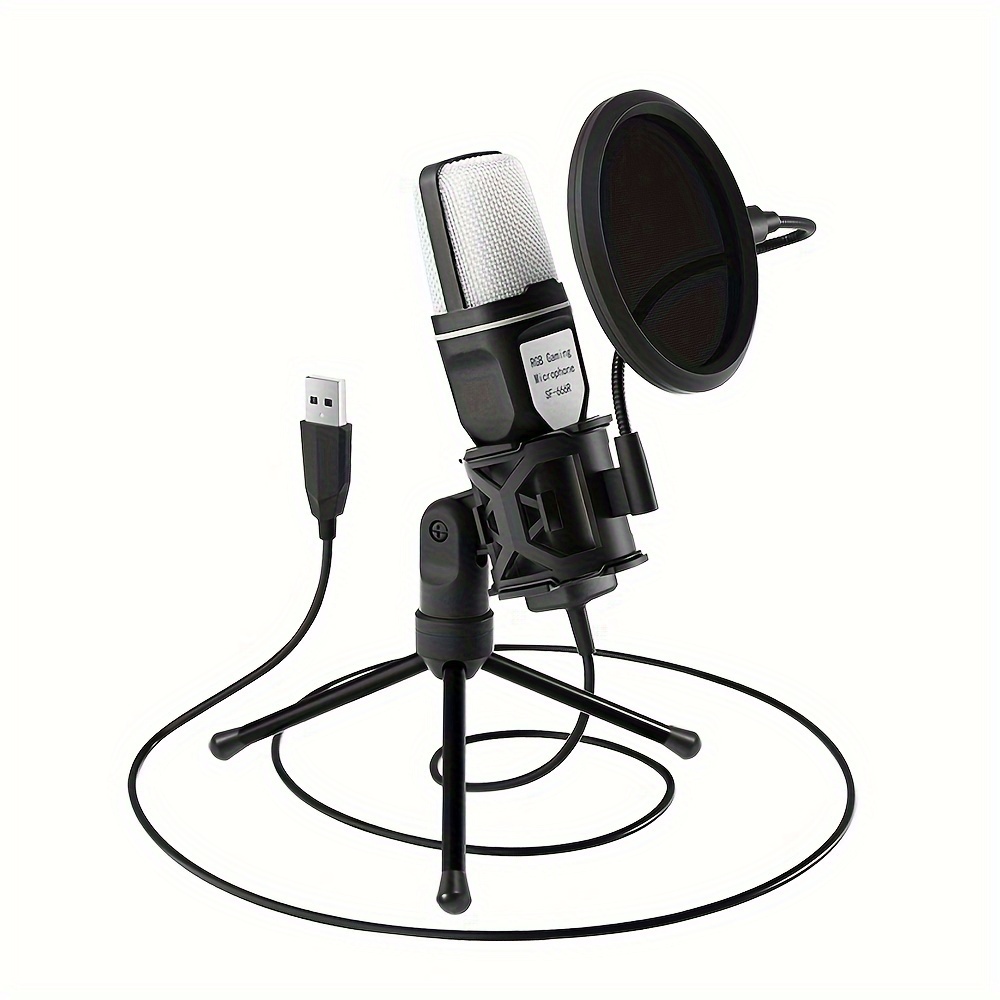 USB Gaming Microphone Streaming Podcast PC Microphone Condenser Mic Kit  with Flexible Arm for Skype r Gaming Recording Singing PS4 Computer