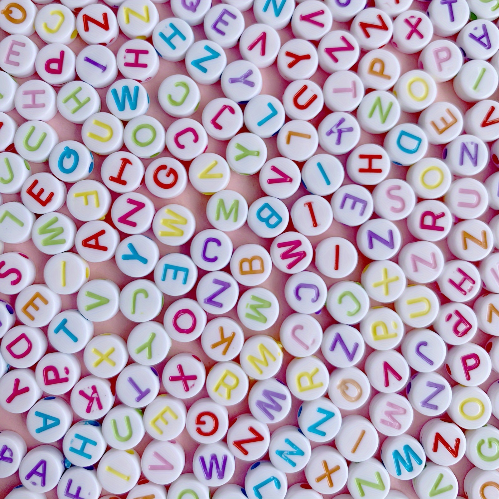  600pcs Acrylic Letter Beads Alphabet Pink Letters