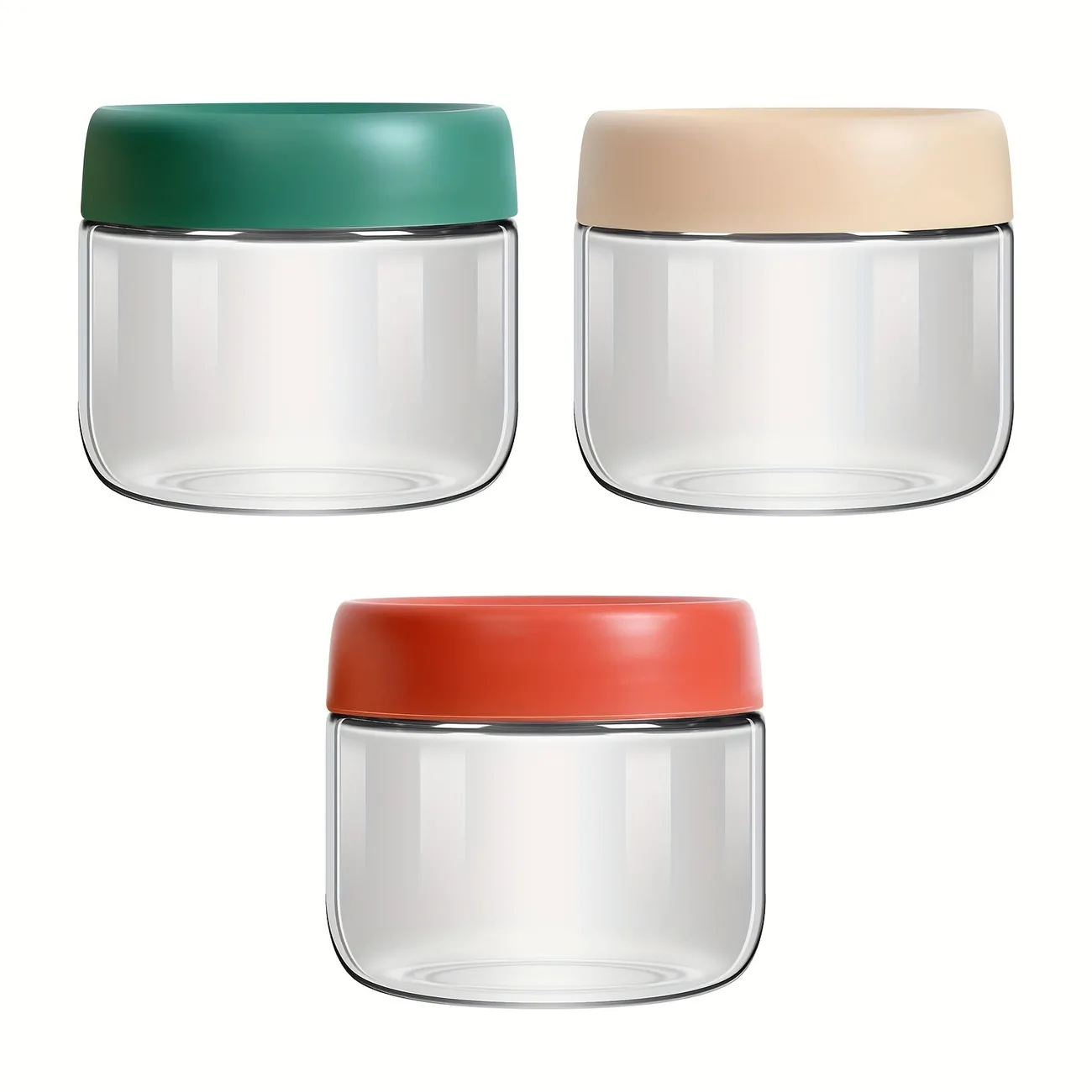 3pcs 3 Color Glass Jar With Screw Lid For Oats Condiment Salad