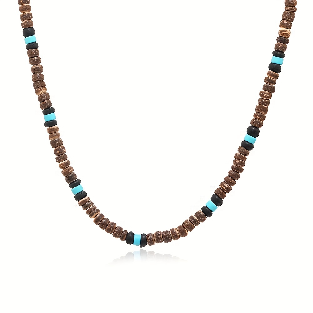 Coconut Shell Turquoise Necklace, Boho Style for Men & Women