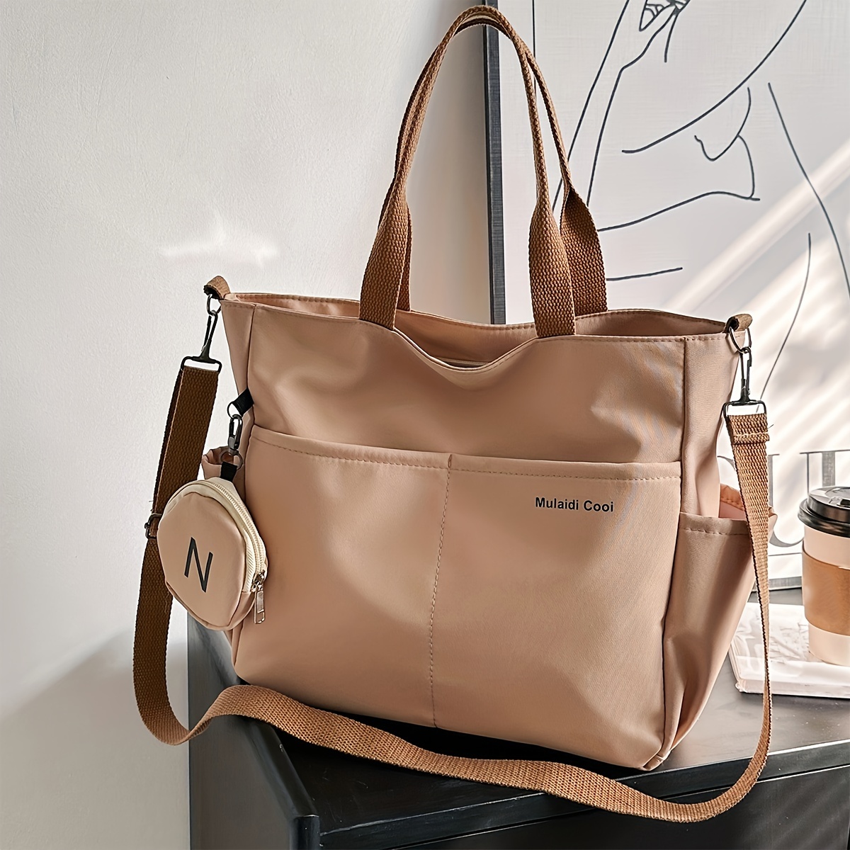 large capacity travel canvas shoulder bag,Multiple pockets shoulder  bag,travel bag,canvas bag,everyday bag