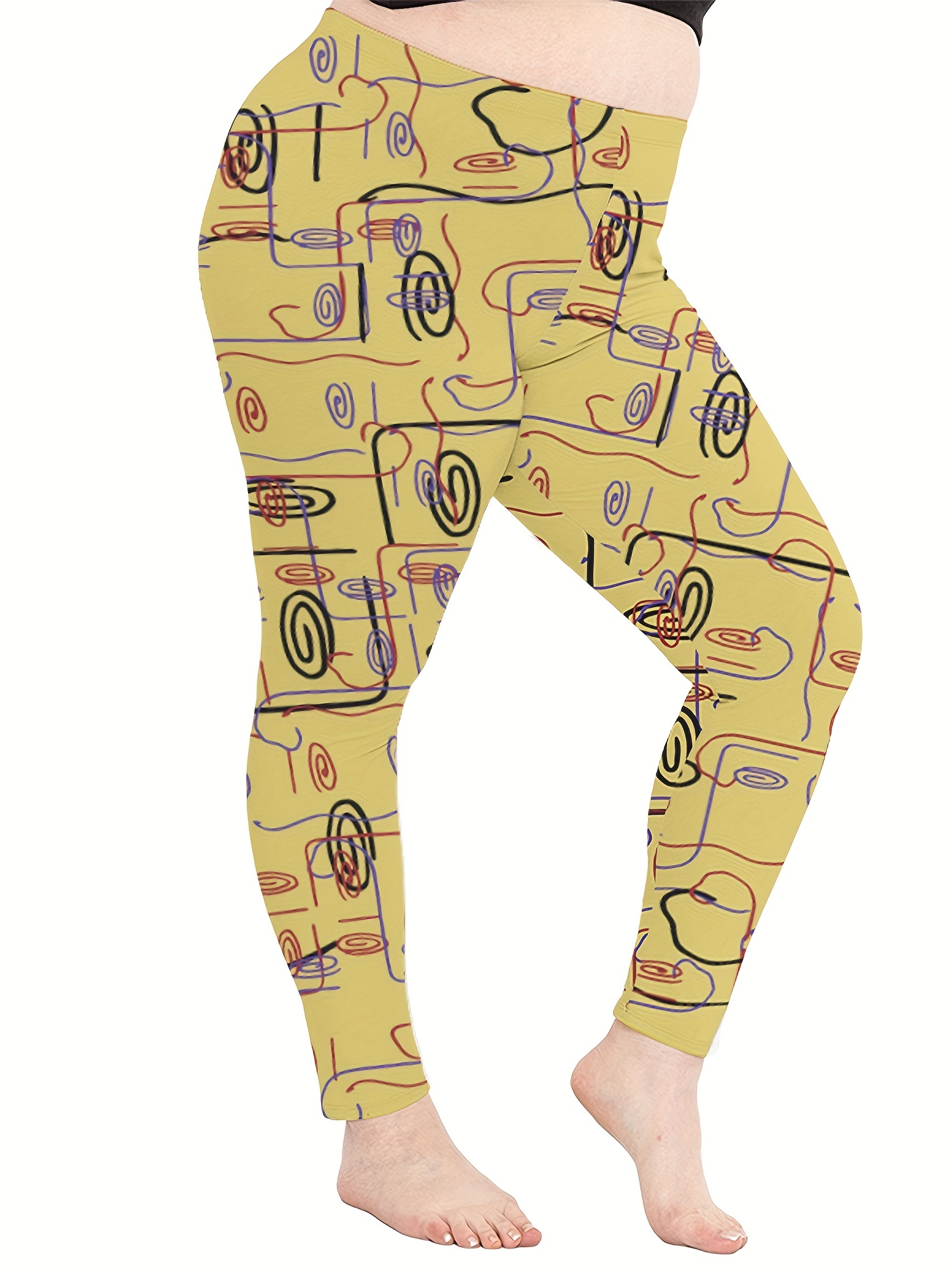 abstract-print footed leggings
