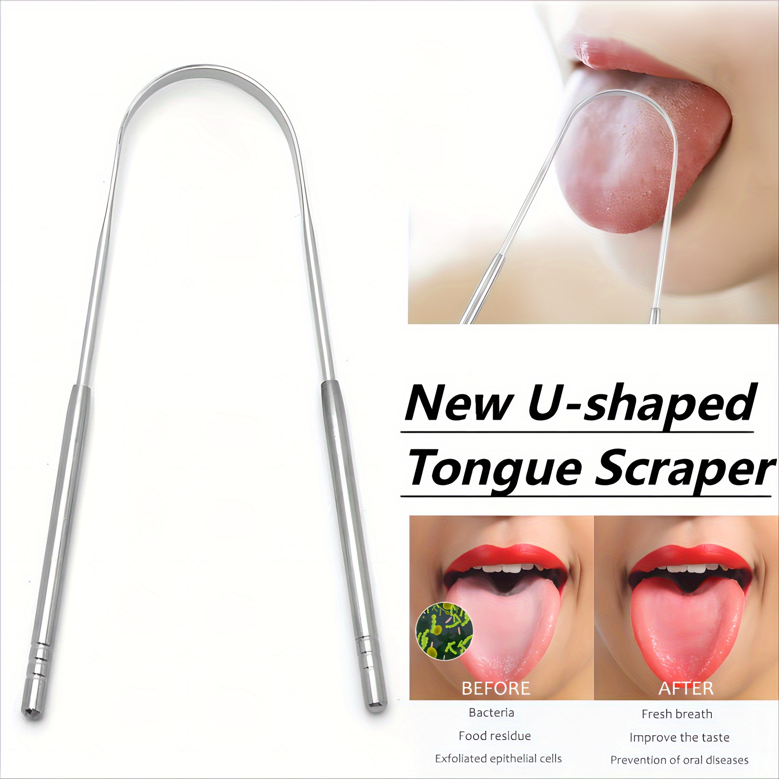 Tongue Scraper Cleaner Stainless Steel Dental Fresh Breath Cleaning Oral  Tounge