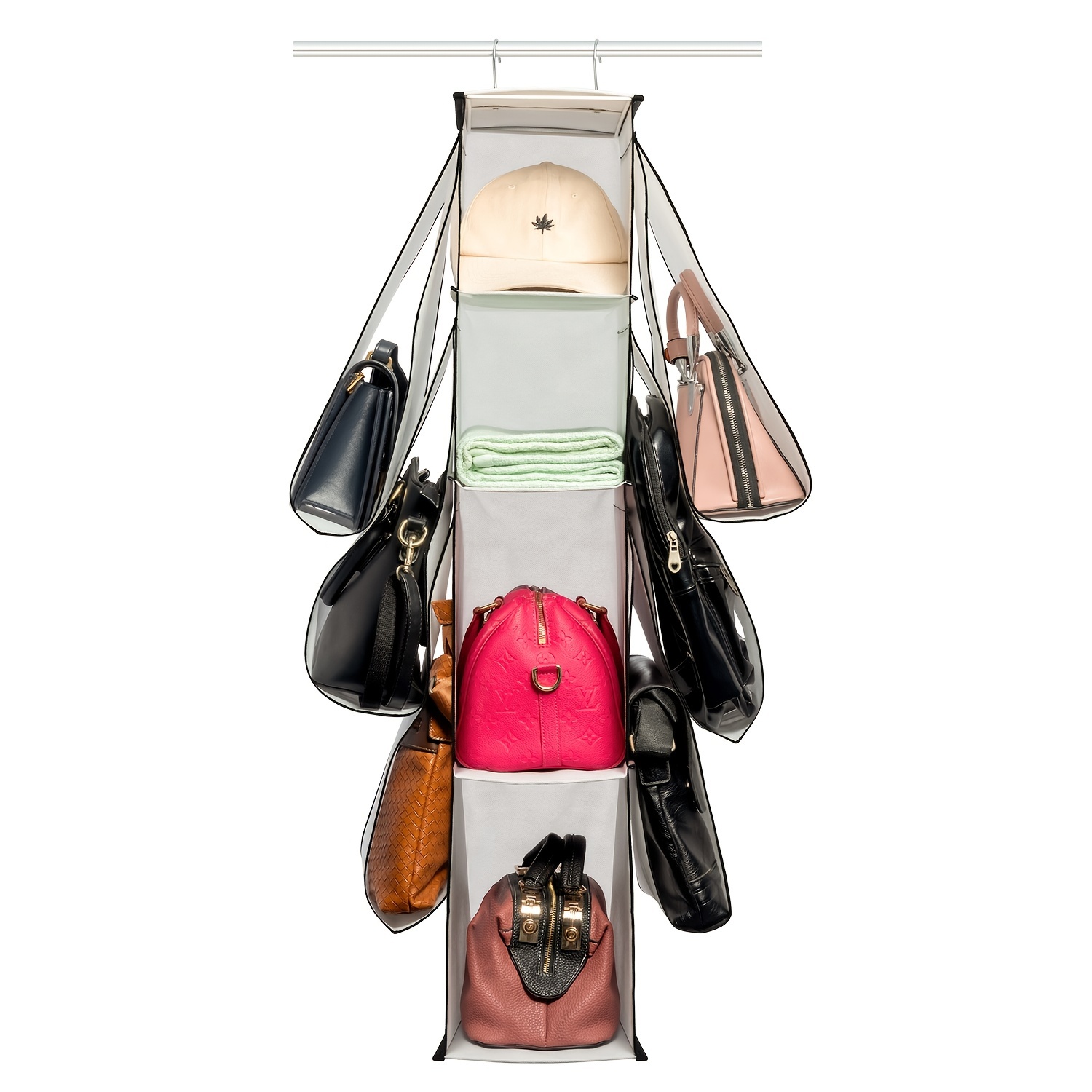 RV Soporte de almacenamiento para bolsos, bolsa colgante con 10  compartimentos, organizador de armario para sombreros, ropa y zapatos Rojo  Verde