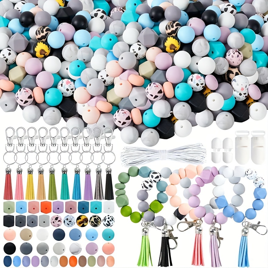 JTWEEN 235 Pcs Silicone Beads Multiple Styles and Shapes Silicone Beads  Bulk Kit for Keychain Bracelet Jewelry Diy Crafts Making Kit 