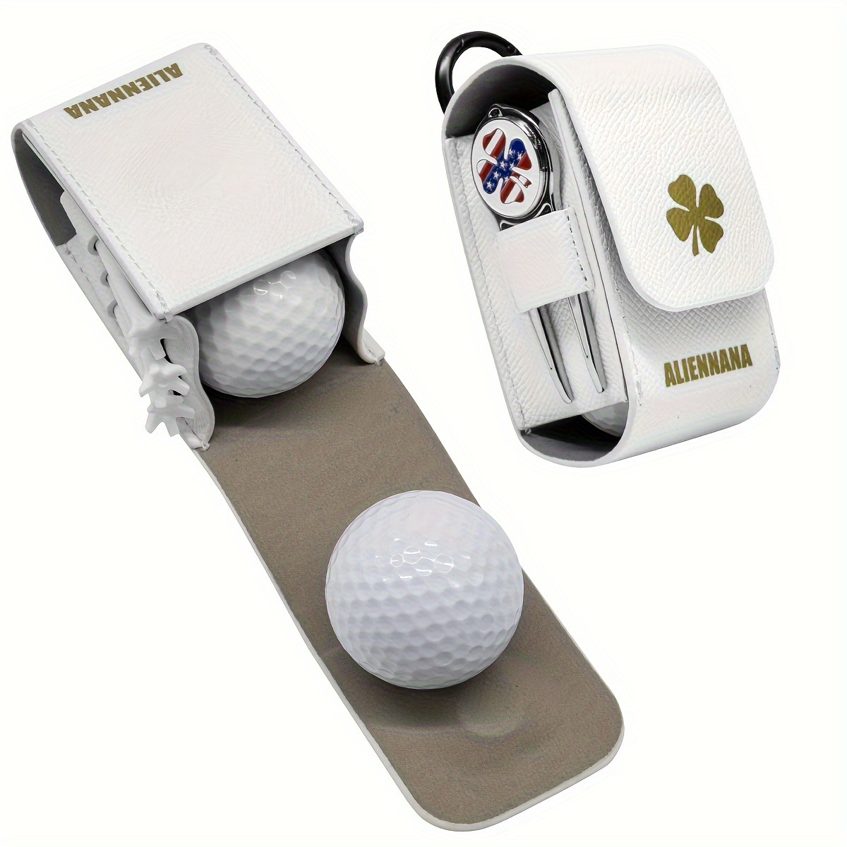Portable Golf Tee Holder with 5 Slots PU Leather Hanging Case Storage Case  Gifts