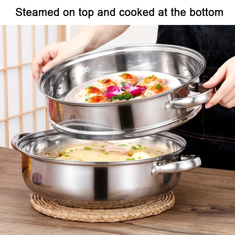 2/3 Tier Stainless Steel Steamer Pot With Lid Multi tiered - Temu