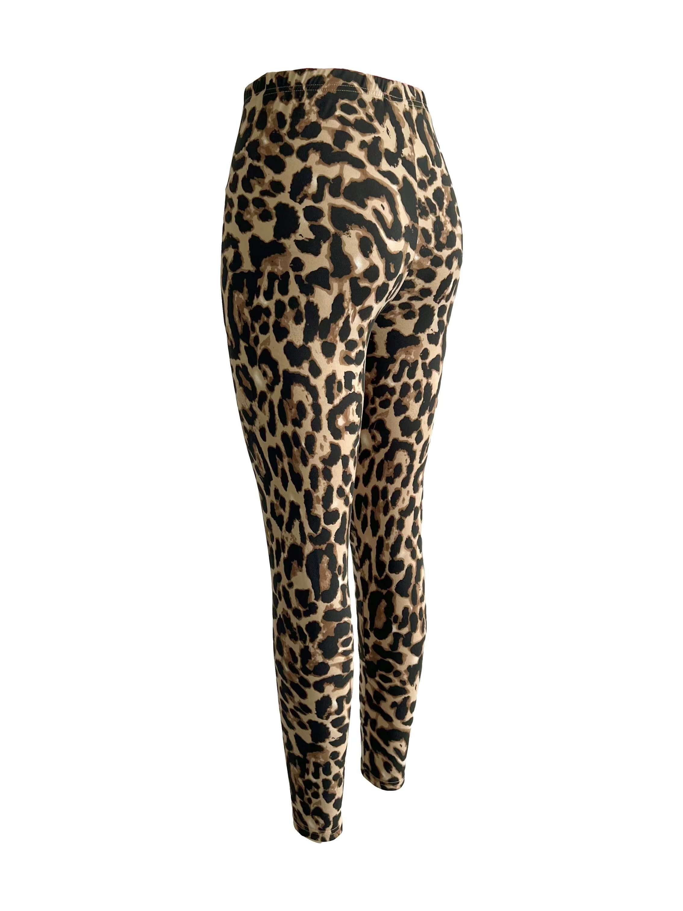 Leopard Print Bodycon Pants Casual High Waist Pants Season - Temu