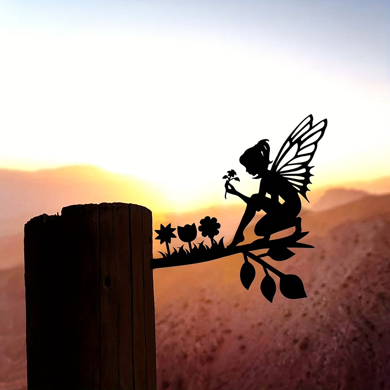 Fairy Silhouette Statue Garden Fairy Key Shape Stakes Metal - Temu