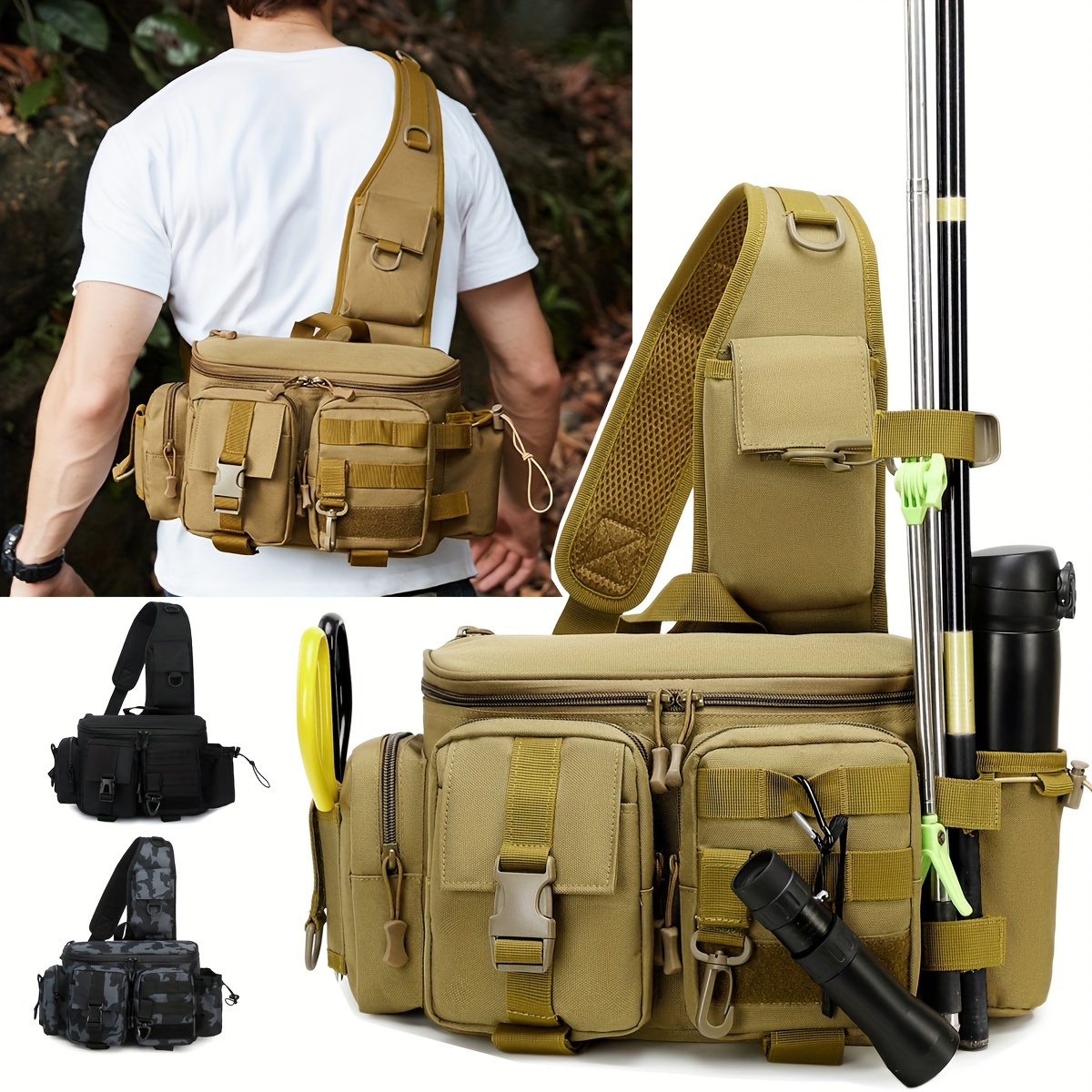 Men's Multifunctional Fishing Bag Outside Tactical Crossbody - Temu  Australia