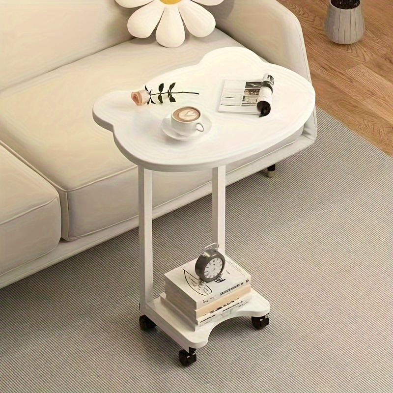 Mesa auxiliar, mesa auxiliar cuadrada con ruedas, mesa auxiliar pequeña  para espacios pequeños, mesas auxiliares modernas para dormitorio con