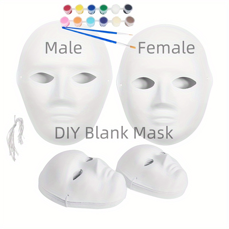 Diy Full Face Masks Paper Blank White Halloween Cosplay Cat - Temu