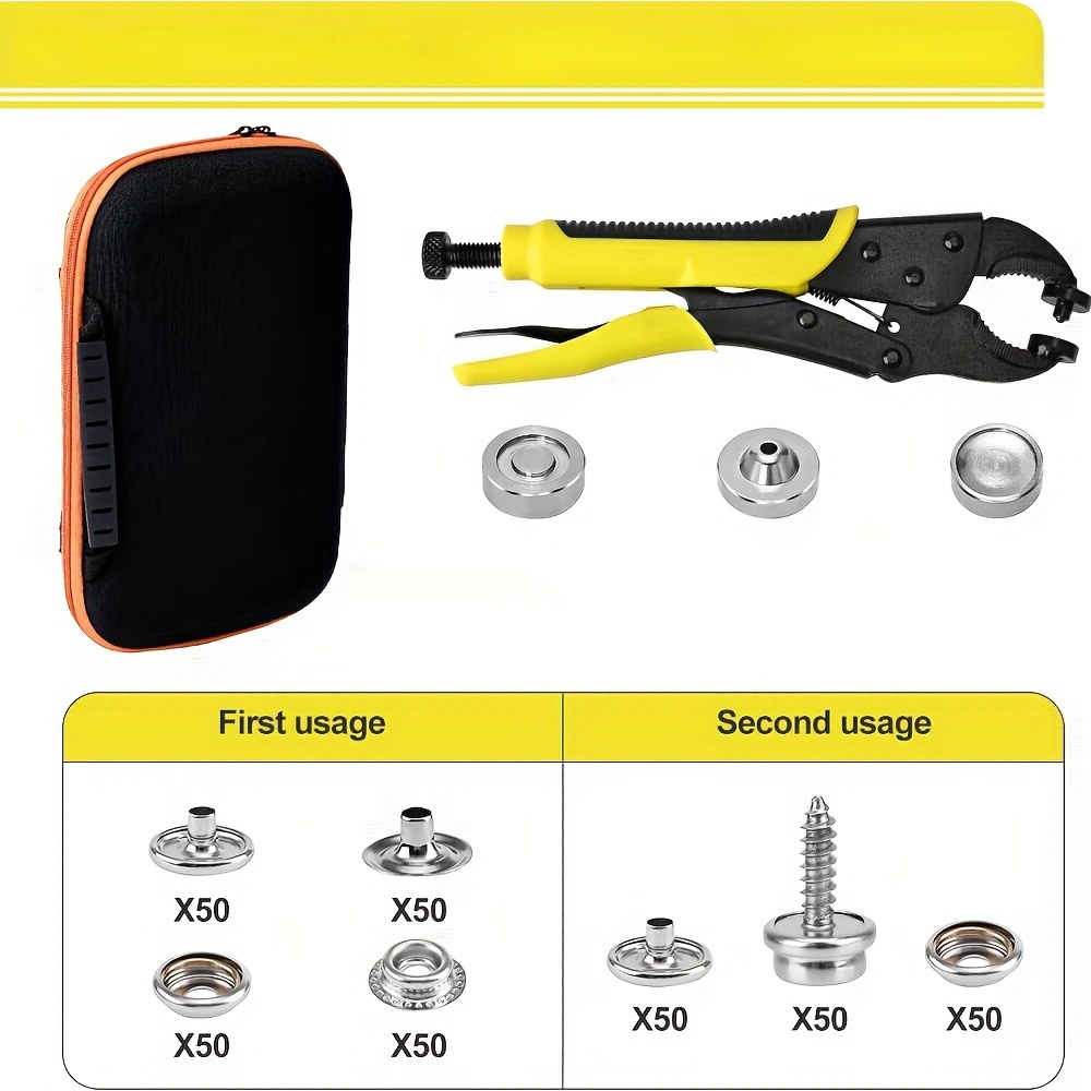 Metal Snap Pliers, Heavy-Duty Snap Fastener Tool Kit with 3 Dies Suitable  for Leather Snap Installation/Replacement. 