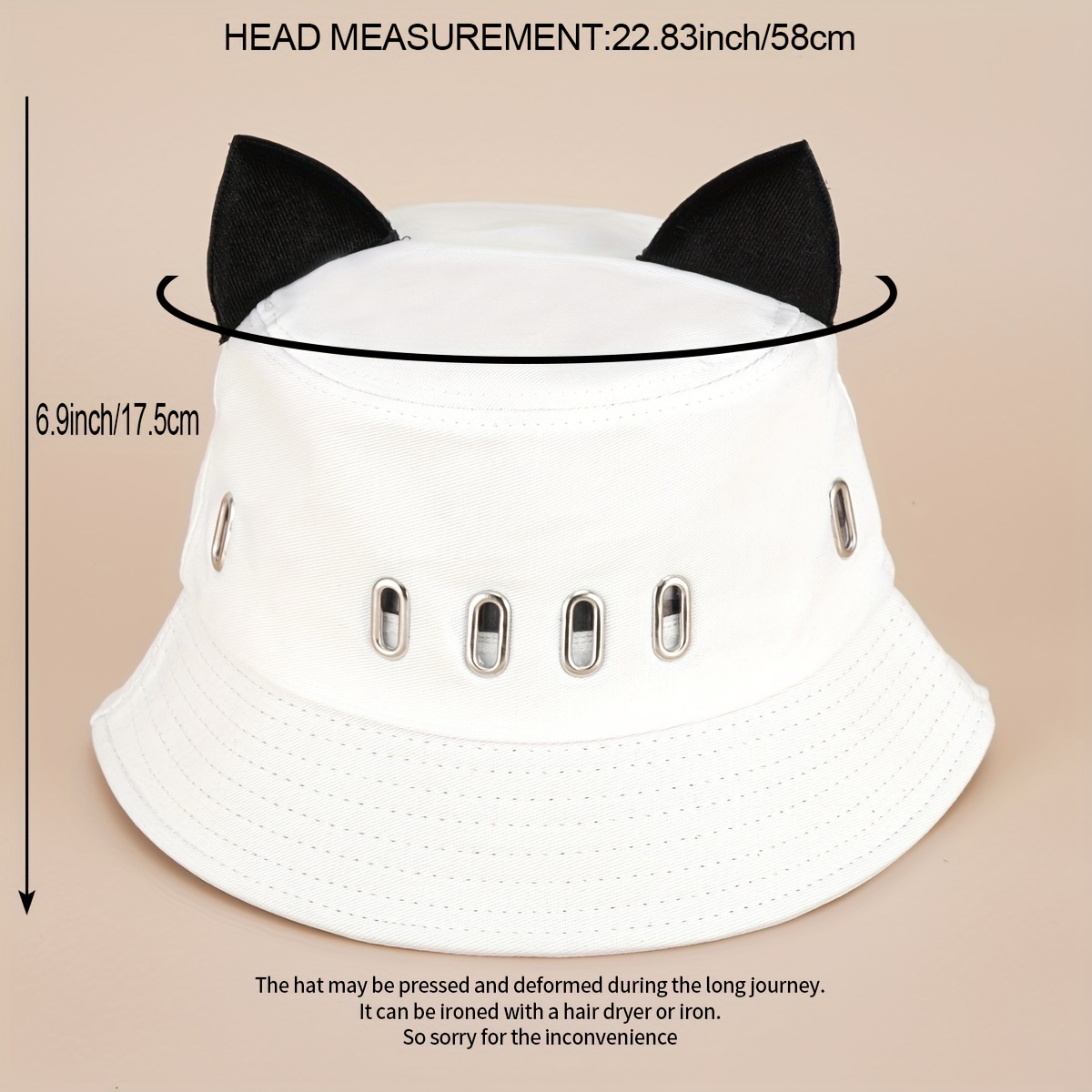 Y2K Hollow Cat Ears Bucket Hat Pareja Hip Hop Casual Basin Hot Trend  Protector Solar Sombreros De Playa Para Hombres Y Mujeres