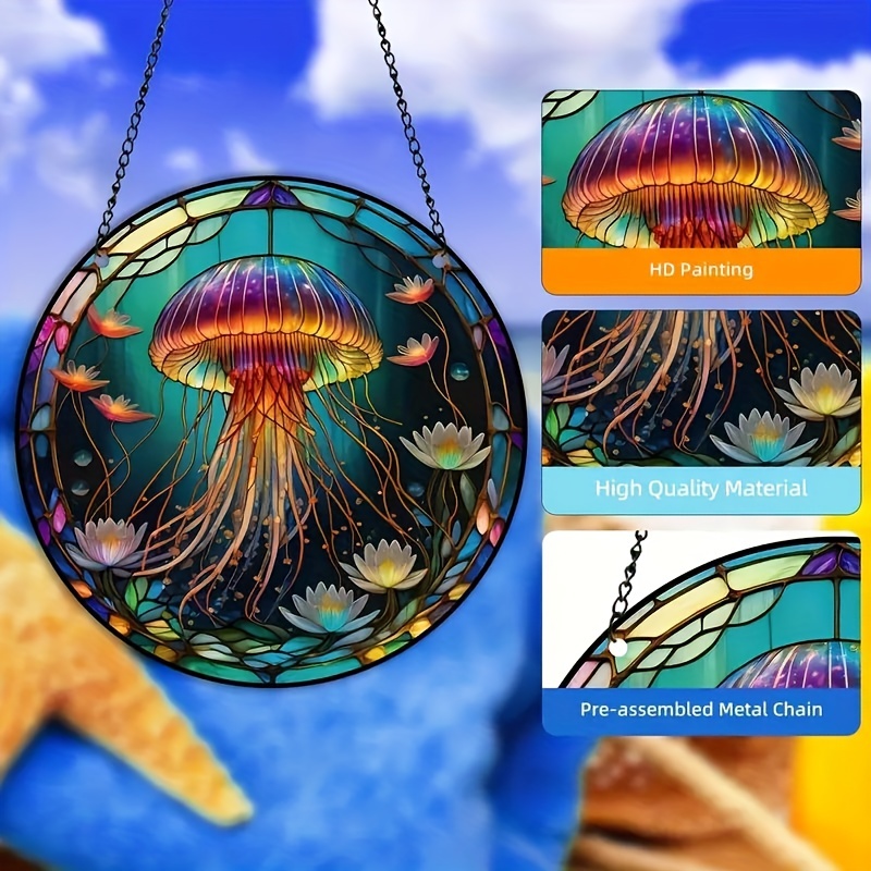Acrylic Underwater World Jellyfish Pendant Premium - Temu