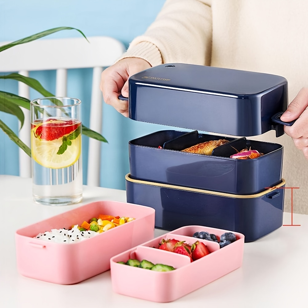 1pc Japanese Style Plastic Sealed Multi-compartment Microwavable Bento Box,  Portable Student Lunch Container