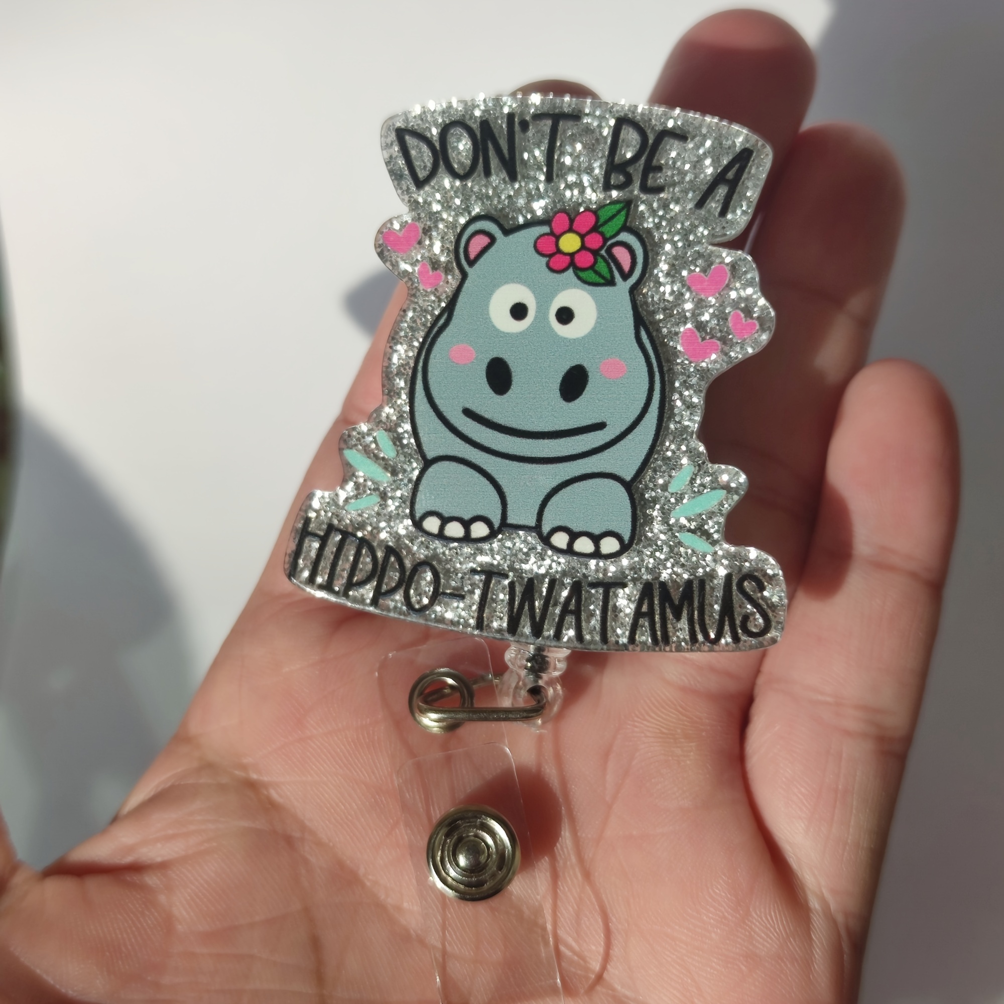 Don't A Hippo twatamus Retractable Badge Reel Clip Cute - Temu