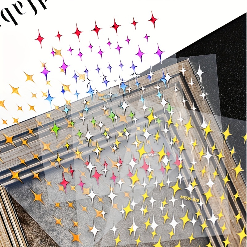 5D Laser Star Nail Decals Holographic Stickers