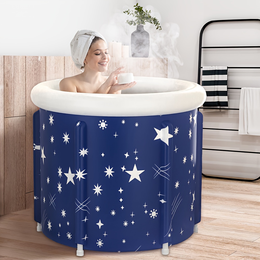 Foldable Bath Tub for Adult Wide Bathtub, SPA Freestanding Portable Bath  Tubs Adult Collapsible Bathtub Adult Blue With Lid