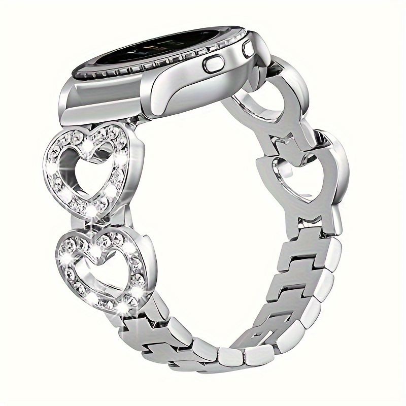 Sangaimei Bling Heart Shaped Bands For 6 5 4 40mm 44mm/ Band 45mm/watch 6 4 42mm 46mm 43mm 47mm/active 2, 20mm Women's Jewelry Replacement Metal Bracelet
