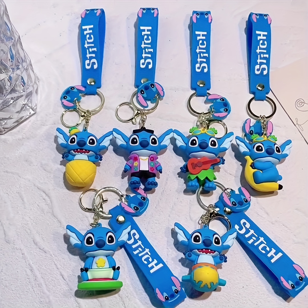 Disney Accessories Anime Lilo and Stitch Keychain Cartoon Figure Stitch Key  Ring Pvc Mobile Phone Bag Pendant Jewelry Kids Gift