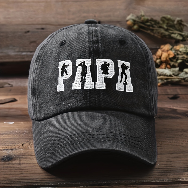 Papa Embroidery Unisex Baseball Solid Color Washed - Temu