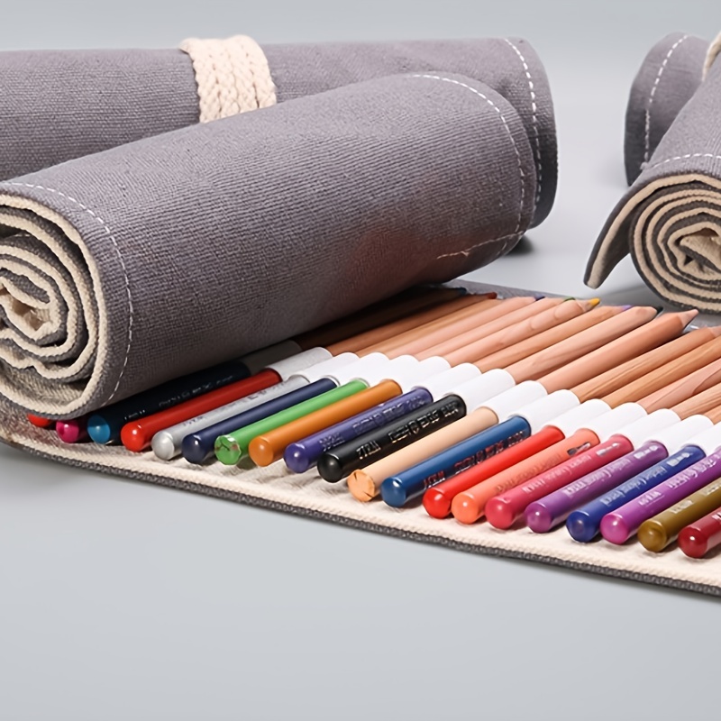 Creative Canvas Roll Up Pencil Case Large Capacity Pen - Temu