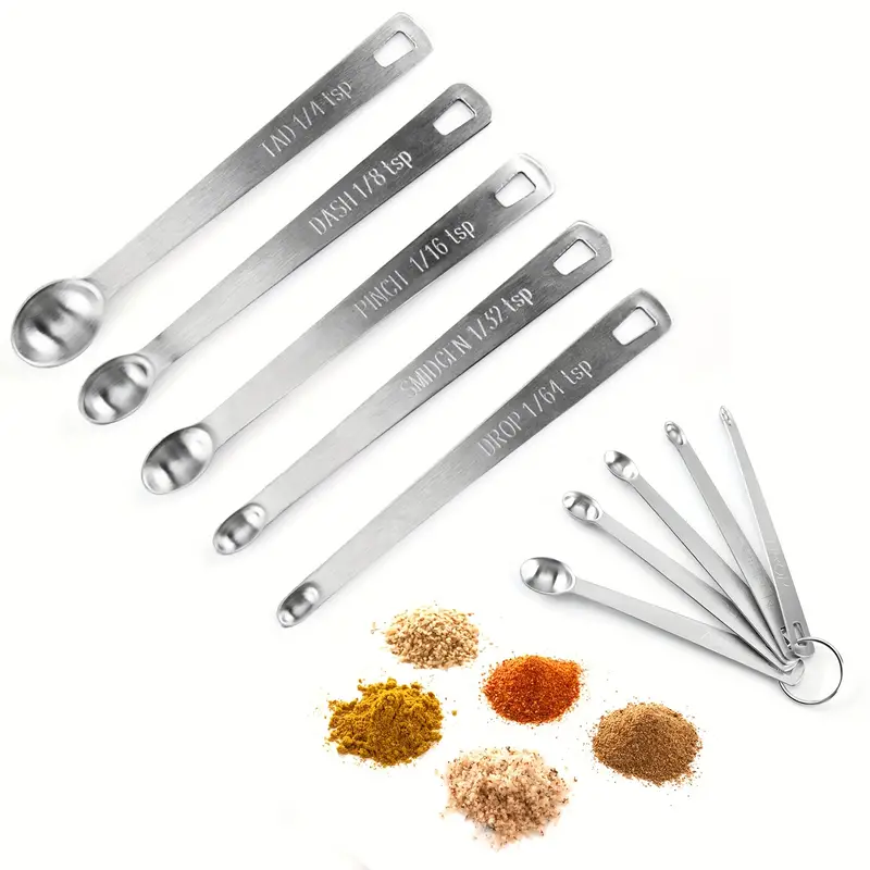Stainless Steel Mini Measuring Spoons Set 5 Spoons Included - Temu
