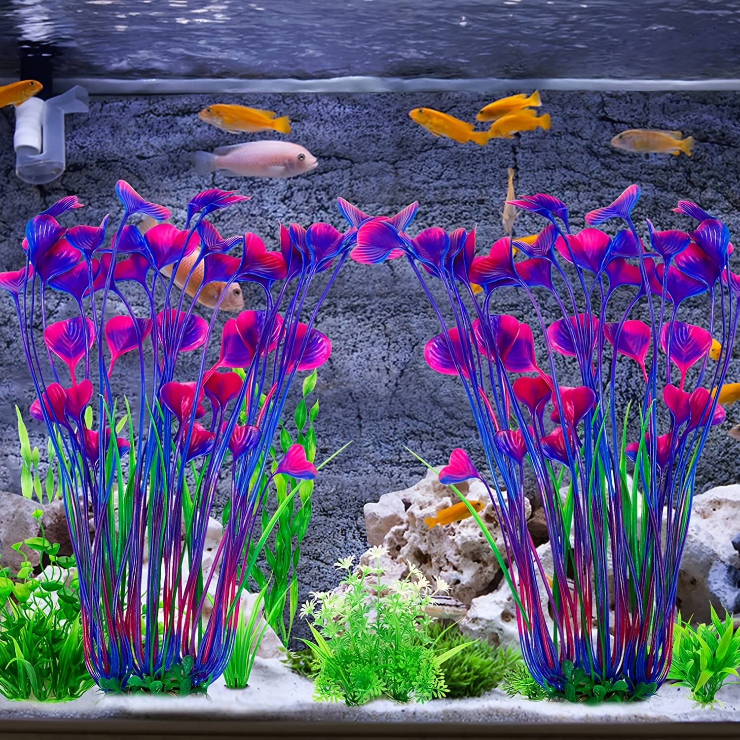 2pcs Aquarium Plastic Plants For Fish Tank Ornament 15 7in