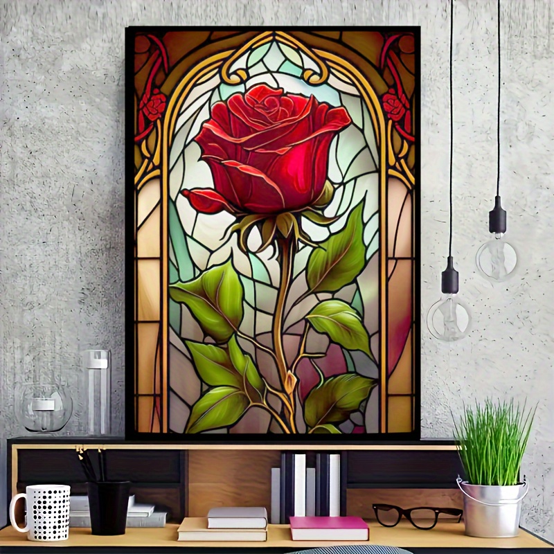 Love Glass Painted Flower Diamond Painting Kit Full Diamond - Temu