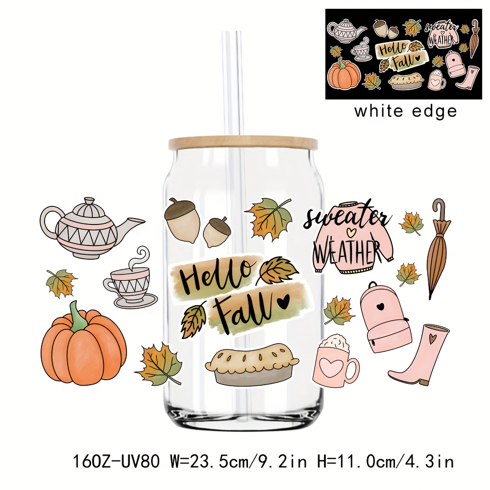 Fall Halloween Pumpkin 3d Uv Dtf Cup Packaging Transfer - Temu