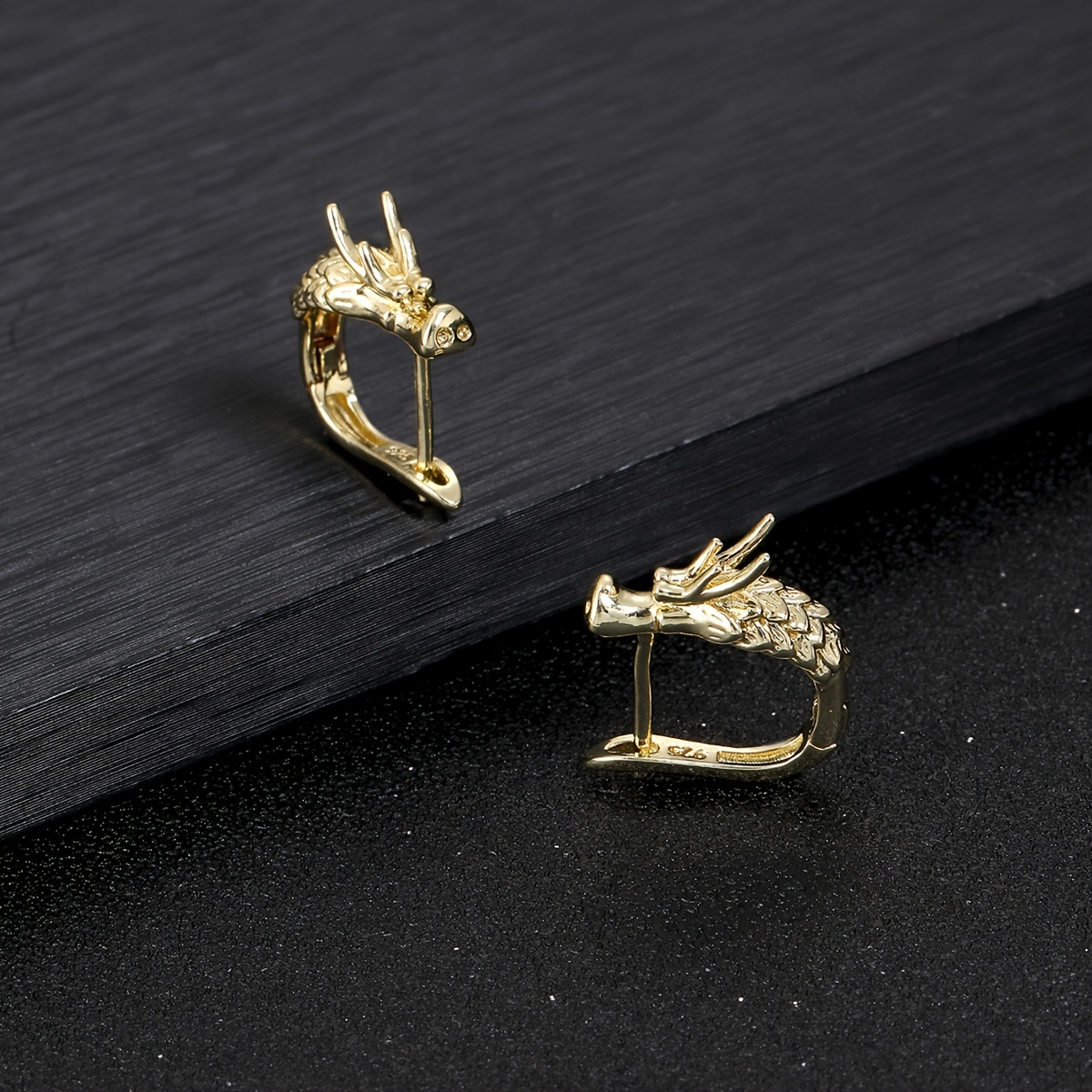 Men's Dragon Head Statement Stud Earrings Punk Style