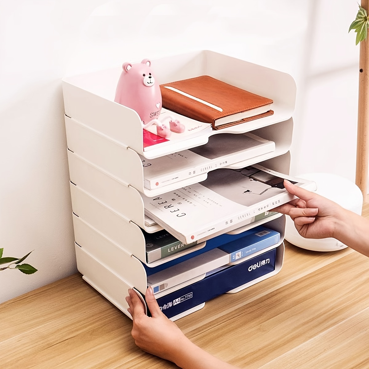 1pc Bac À Papier, Organisateur De Papier Empilable Pour Bureau, Boîte De  Rangement De Papier A4, Porte-papier De Fichier, Support De Stockage De  Livre