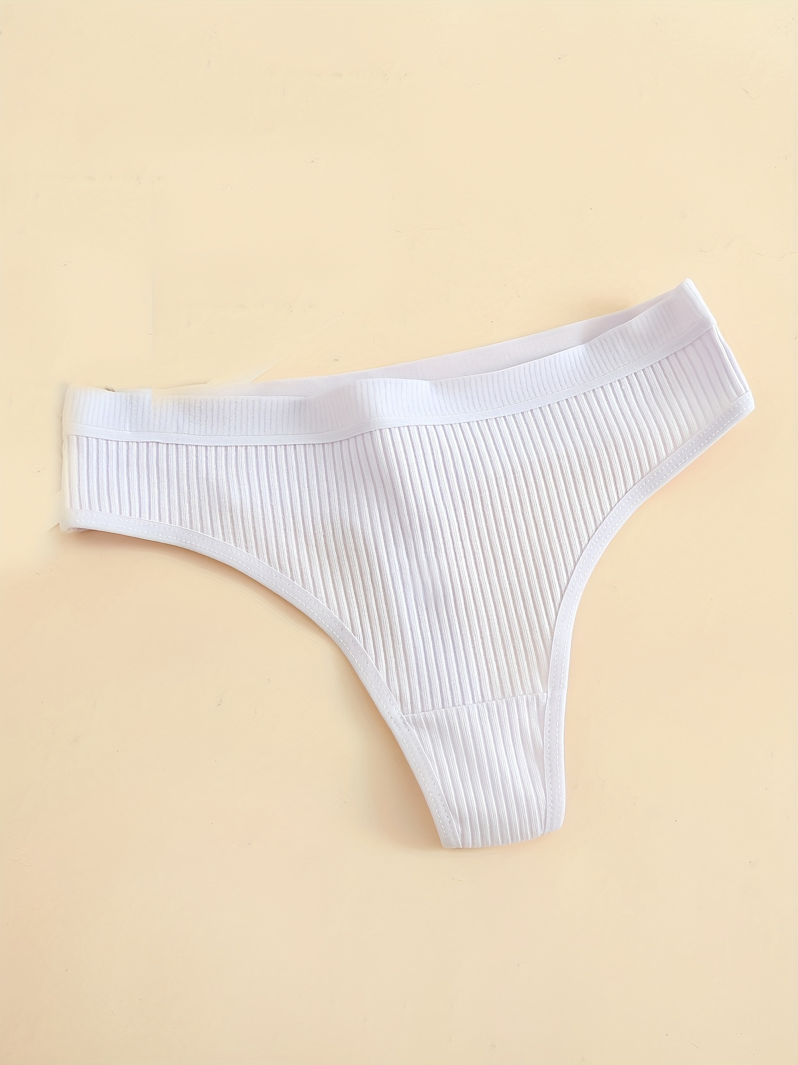 6Pcs Women Sexy Ribbed Thongs Breathable Underwear Ladies Tanga Panties