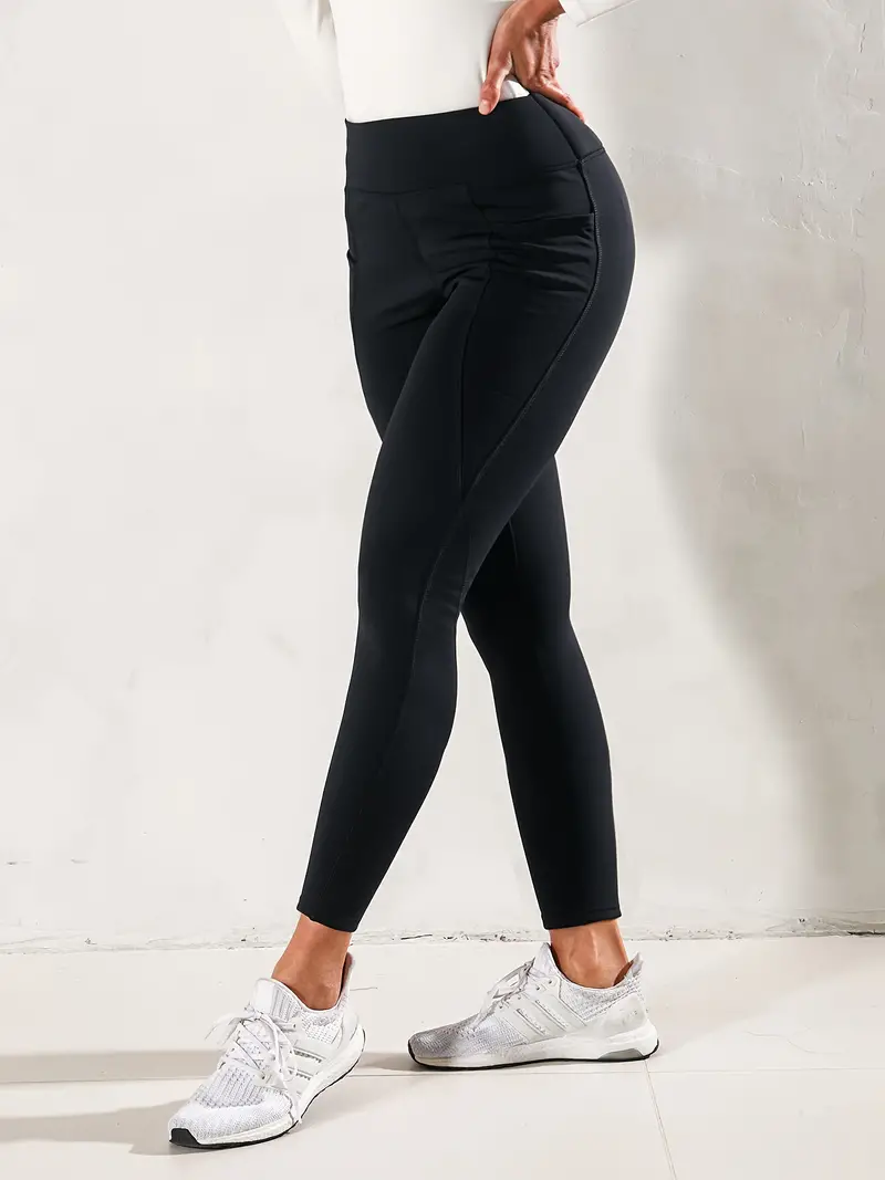 Solid Color Fleece Lined Yoga Pants Running Fitness Sports - Temu