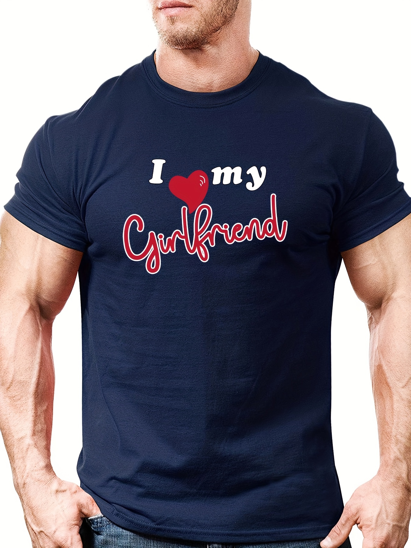 Men's Letter  Love Girlfriend Graphic T shirts Casual - Temu