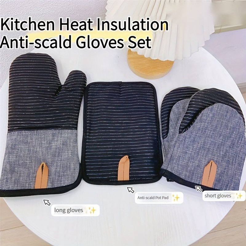 Oven Mitts Oven Gloves and Cotton Thread Weave Pot Holders Sets, Heat  Resistant Silicone Oven Mittens with Hot Pads Potholders Farmhouse Kitchen  Decor
