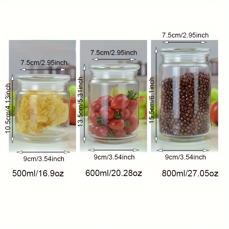  20 OZ/600ml Glass Airtight Food Storage Containers