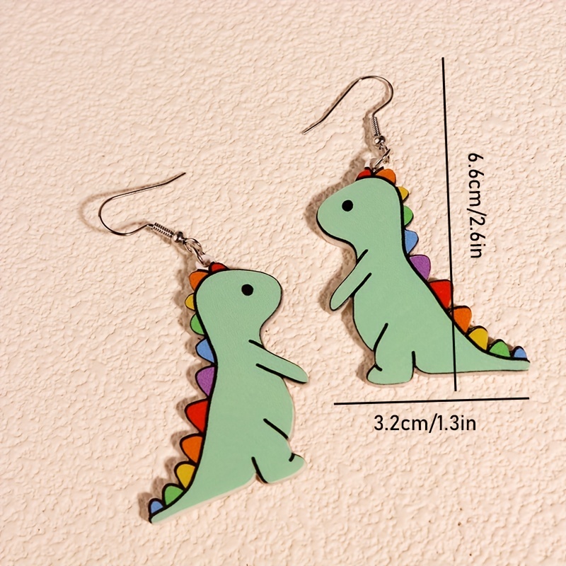 cute crow dinosaur skull graffiti cartoon hook earrings Temu
