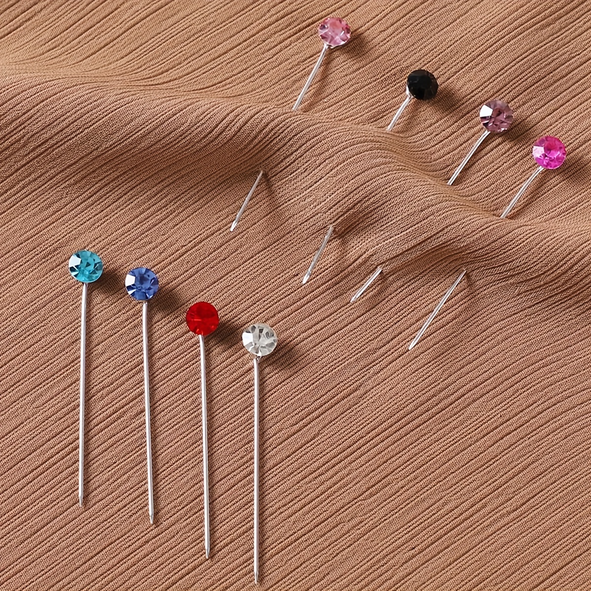 30pcs Colorful Crystal Hijab Scarf Pins Brooch Straight Head Pins Sewing  Snag Free Pins