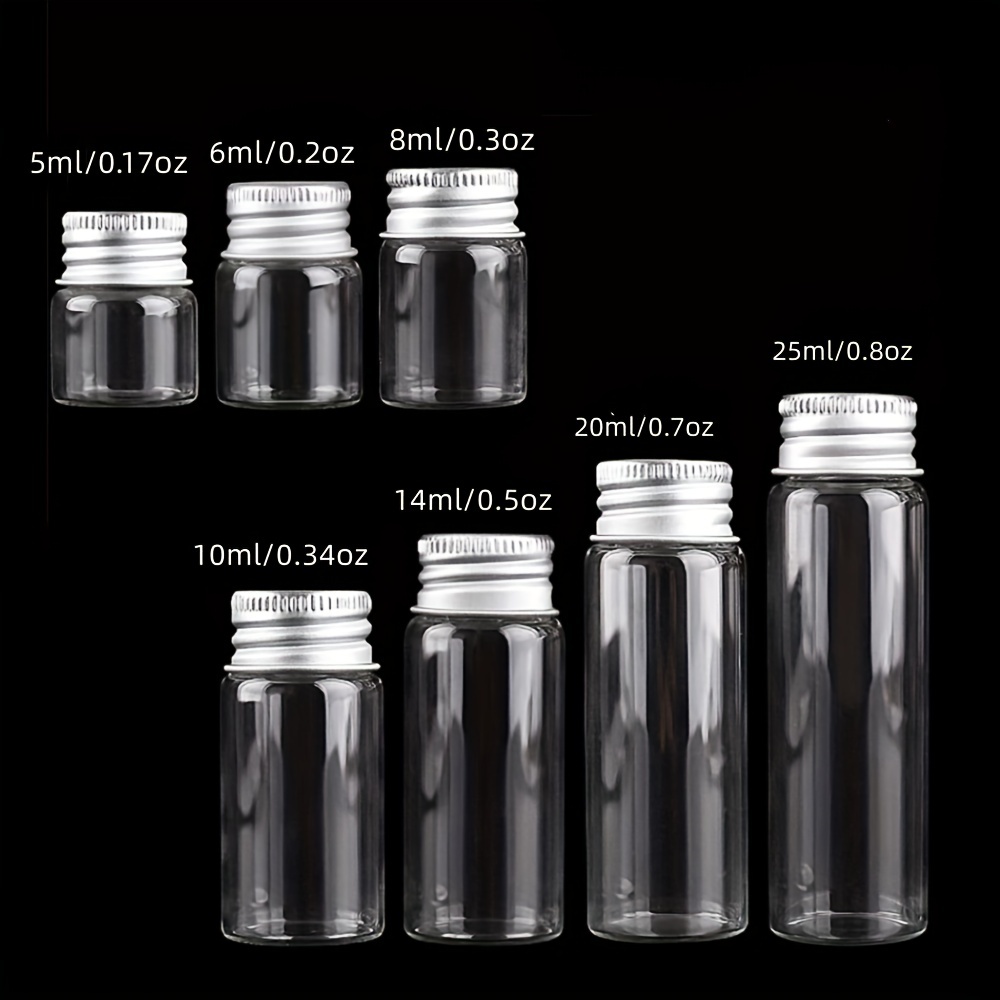 100 Pcs 5ml Glass Bottles with Aluminum Cap, Tiny Glass Jars Small Storage  Bottle Glass Vials