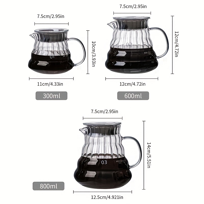 1pc 600ml Glass Coffee Carafe Gray, Standard Coffee Server for