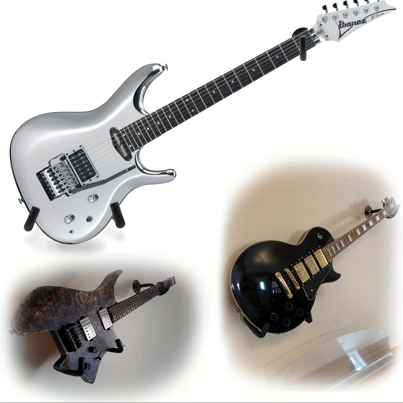 YYST Soporte de pared para guitarra, pantalla inclinable para guitarras  eléctricas y de cuerpo delgado, ukelele, bajo, banjo en ángulo inclinado