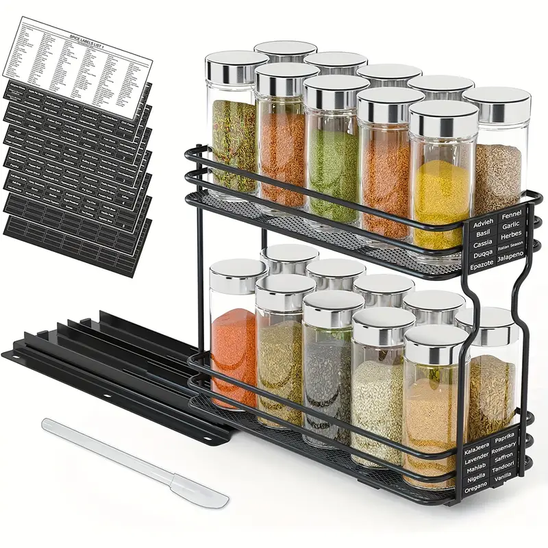 Glass Spice Jars With Labels And Organizers Spice Jars With - Temu