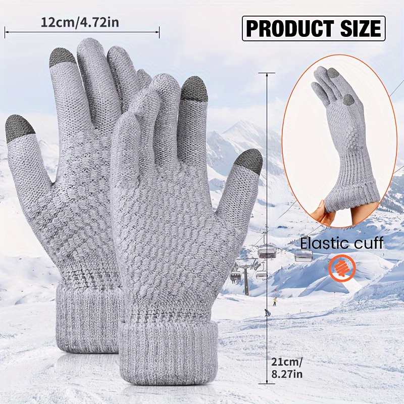 Full Finger Knitting Gloves For Women & Girls, Windproof Thick Gloves,  Winter Outdoor Cycling Driving Gloves - Temu