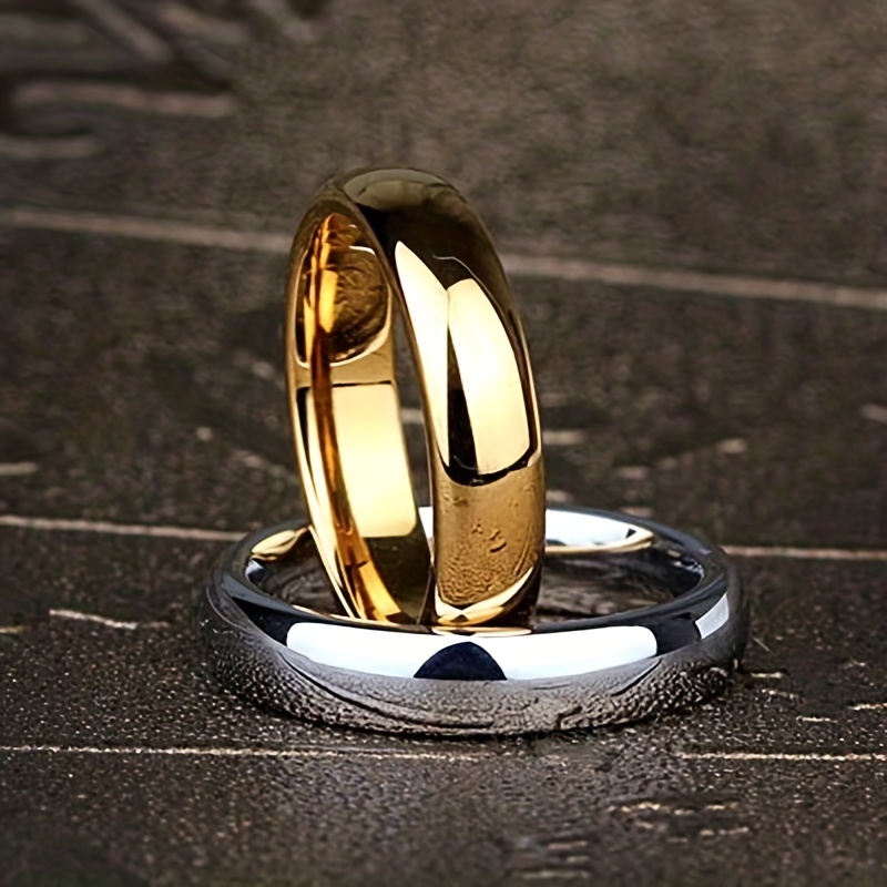 Wide Glossy Circle Ring Titanium Steel Pair Ring