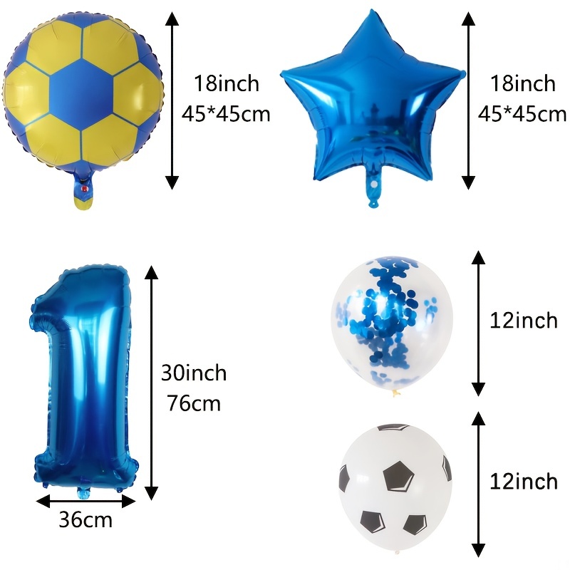 Juego de globos de fútbol para decoración de cumpleaños número 11, globo de  aluminio negro del número 11, globos de fútbol para decoración de globos
